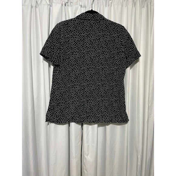 Requirements Women's Button Up Blouse Polka Dot Black White Size Medium - Picture 4 of 4